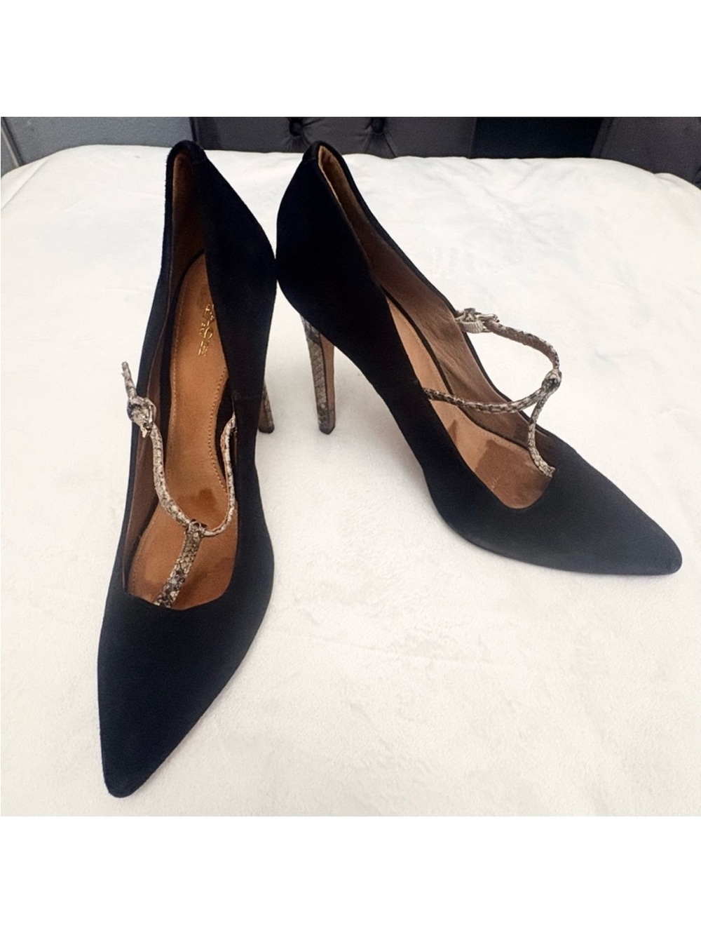 COACH Fulton Black Suede
Snake High Heel Stiletto Pumps Sz 9B